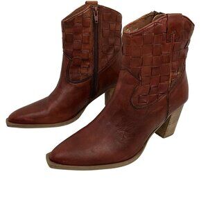 Matisse Dawn Woven Leather Western Ankle Boots Womens 9M Brown